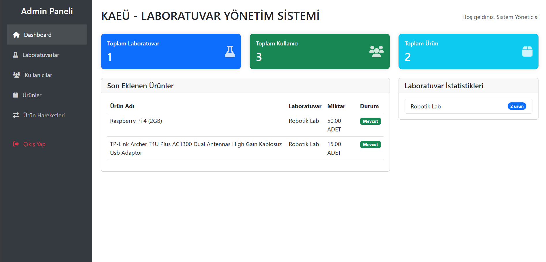 KAEÜ-MMF-BM proje görüntüsü